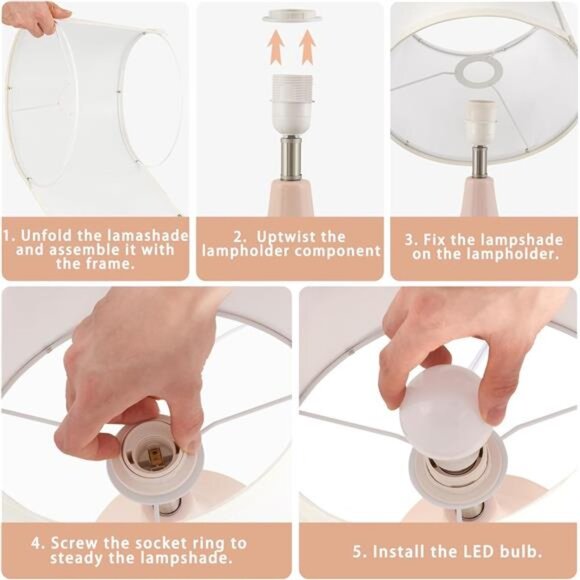 Table Lamp Set of 2, 18.63” Ceramic Table Lamp Classic Beside Lamps - Picture 6 of 7